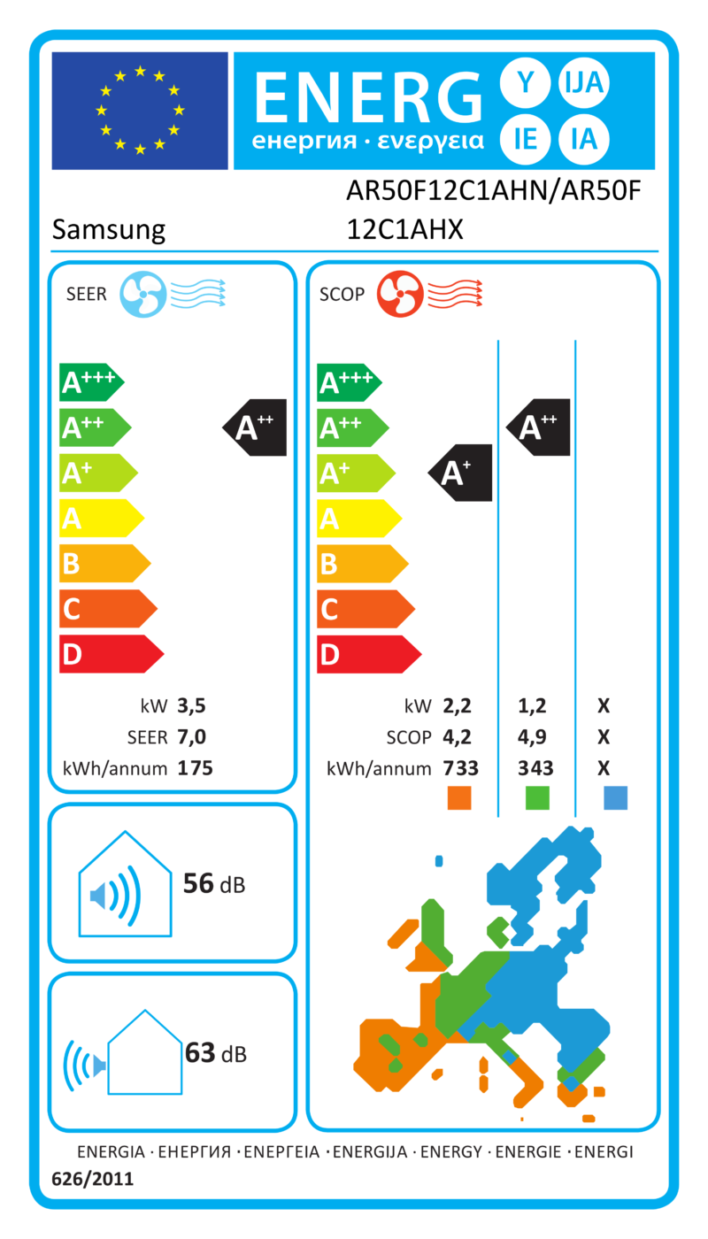 ES energijos etiketė – AR50F12C1AHN/AR50F12C1AHX