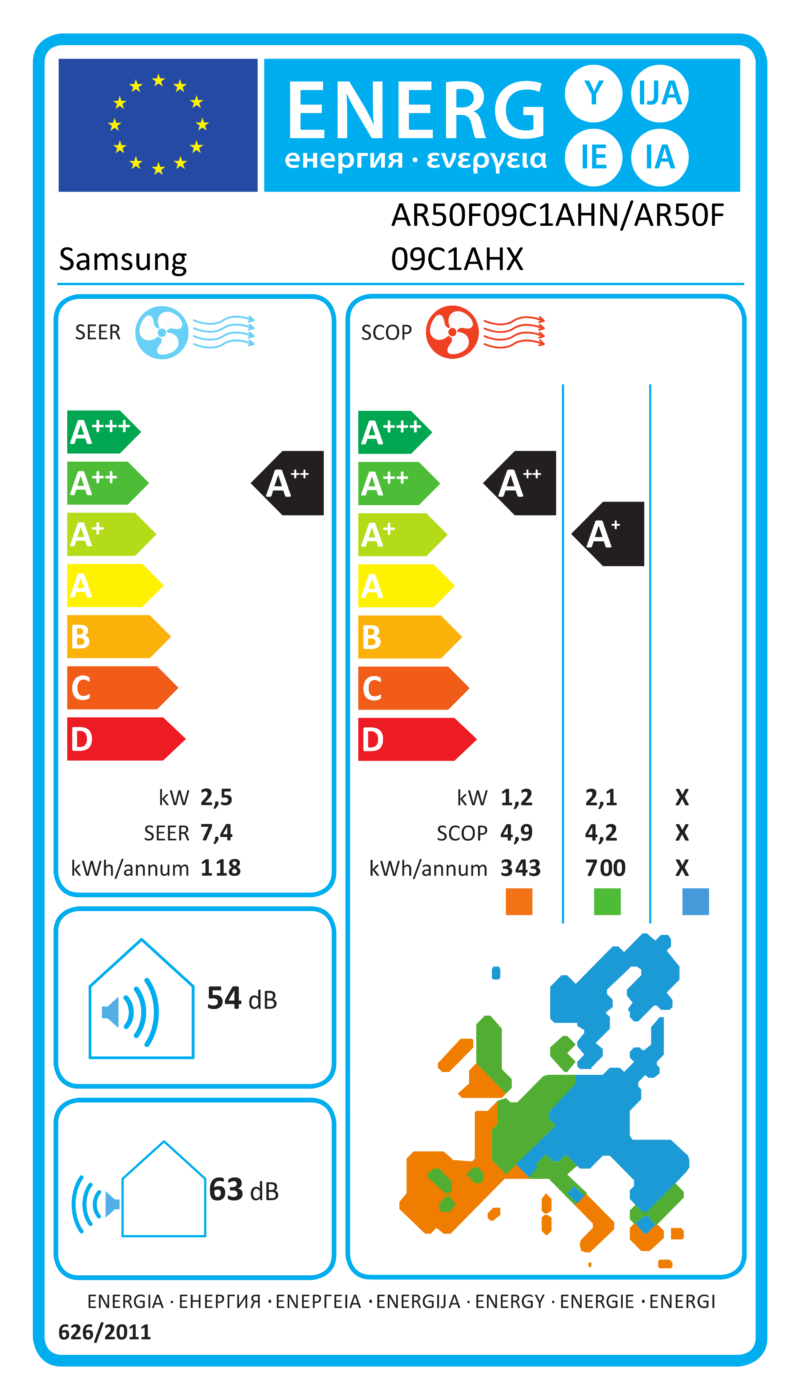 ES energijos etiketė – AR50F09C1AHN/AR50F09C1AHX
