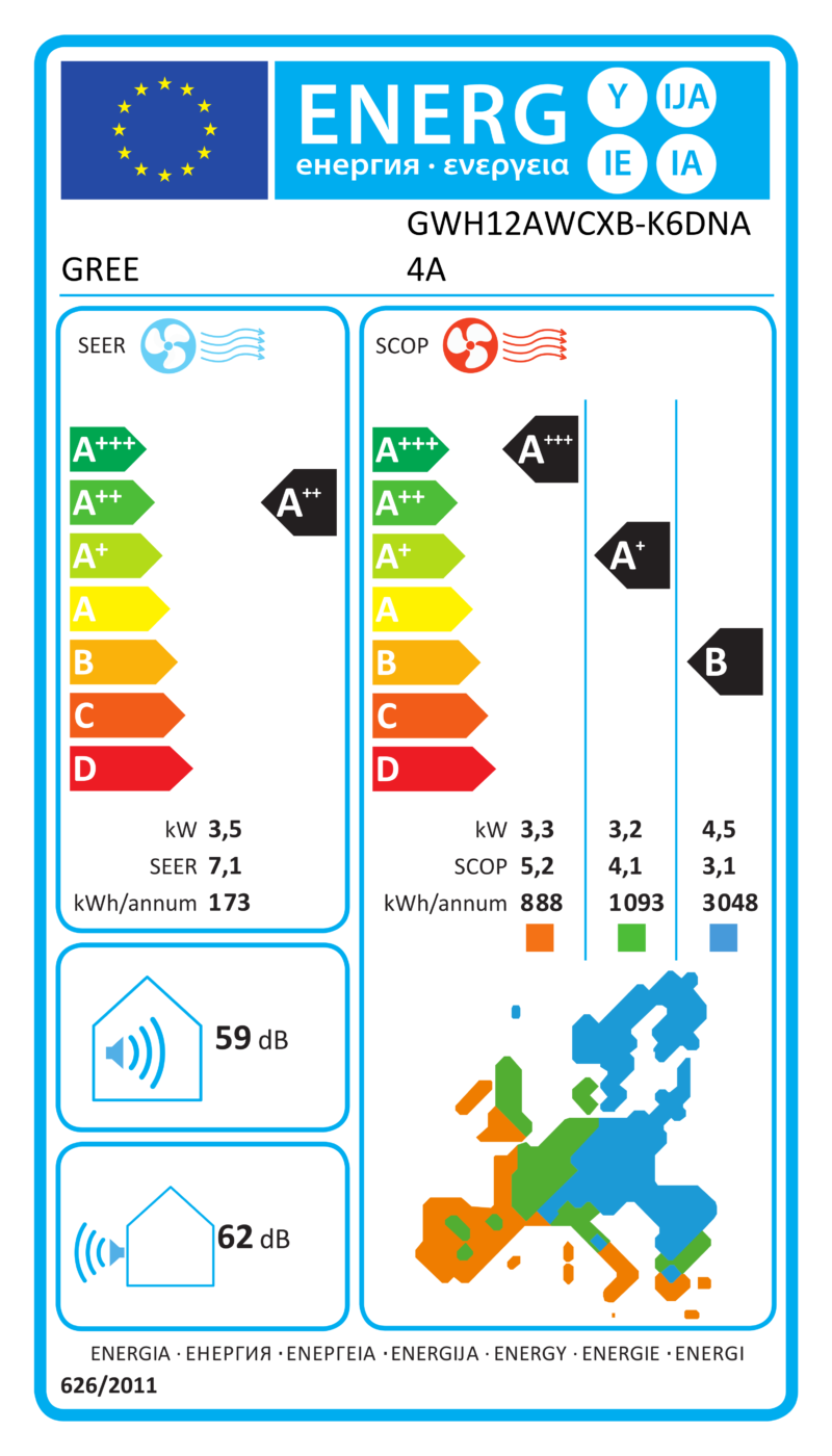 ES energijos etiketė – GWH12AWCXB-K6DNA4A