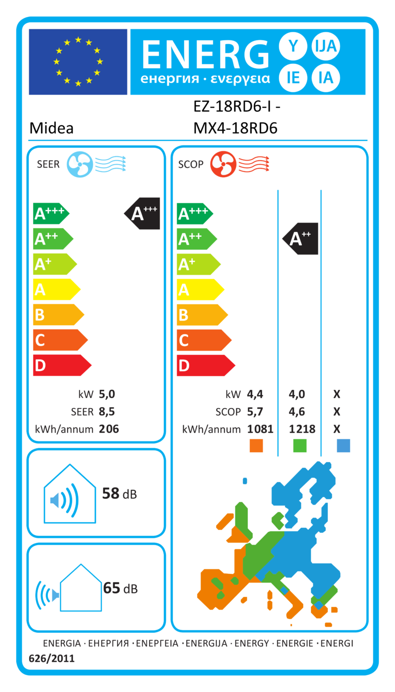 ES energijos etiketė – EZ-18RD6-I - MX4-18RD6